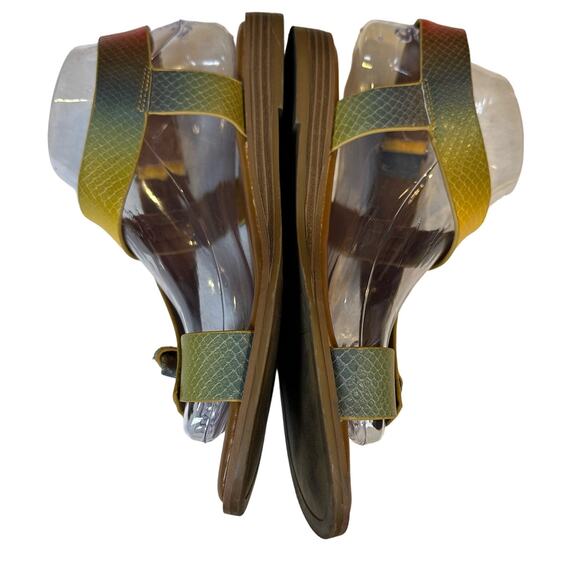 Franco Sarto Glenni Rainbow Multi Snake Print Faux Leather Sandals Size 7M - Picture 7 of 15